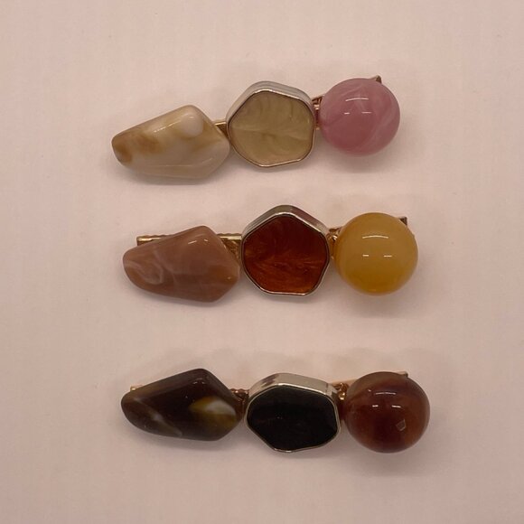 ⭐️❤️ FREE Stone Geode Boho Peasant Hipster Hippie Deco Farm Chic Hair Barrettes - Picture 6 of 7